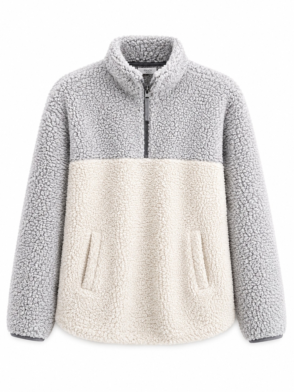 Maurices Colorblock Sherpa Half-Zip Pullover - Gray & Cream Size XXL